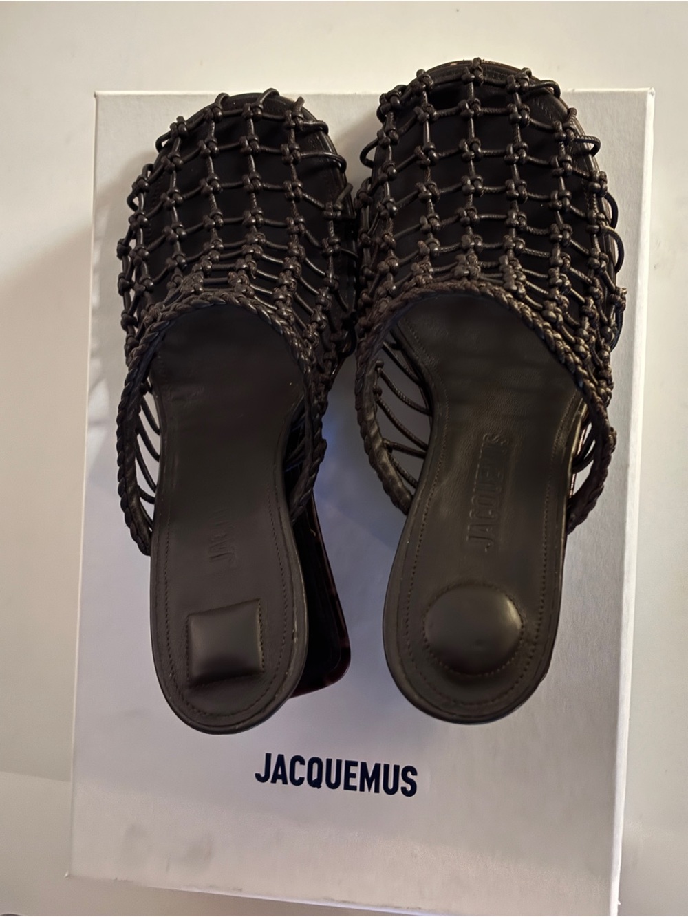 Jacquemus Dark Brown Les Doubles Tresses Slide Mules